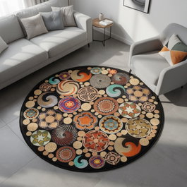 Conceptum Alfombra Multicolor de 70 cm con Impresión Digital 3D